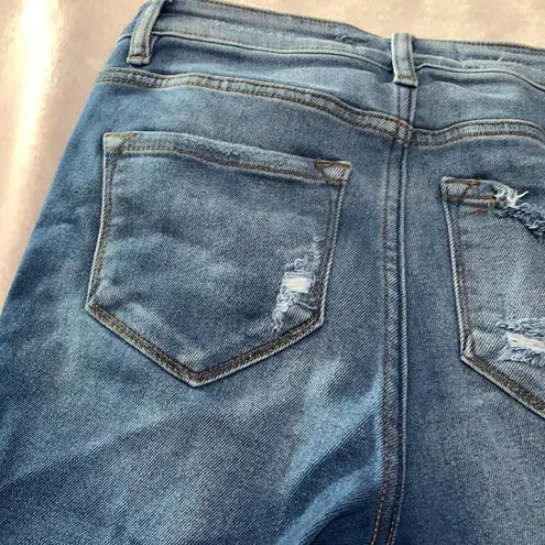 Kancan womens small cut off bermuda denim jean shorts blue distressed casual vac