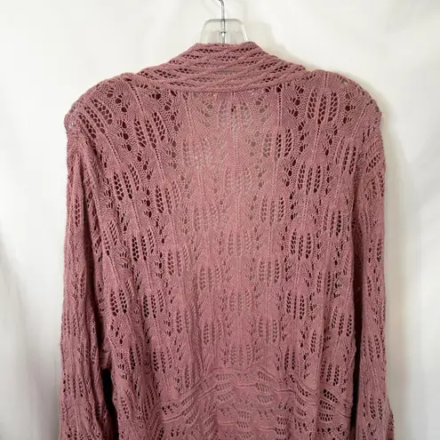 Woman Within Plus Size 26/28W Cardigan 2X Sweater Pink Open Duster Long 1585
