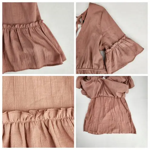 Lulus Sunshine Daydream Rusty Rose Short Sleeve Cutout Mini Dress Size L Pink Size L