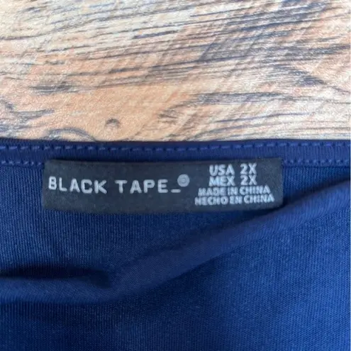 Navy Short Sleeve Surplice Neckline Dress Blue Size 2X