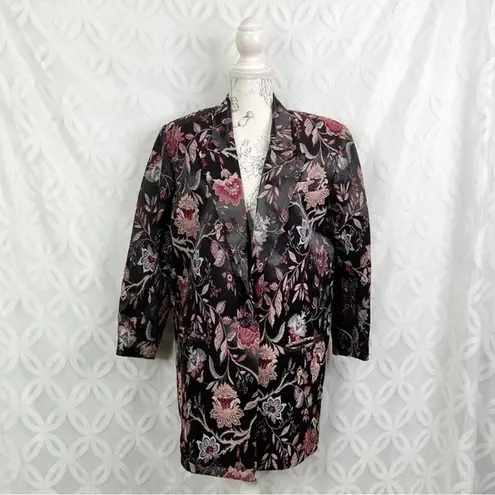 Jessica McClintock Jessica McClintock Black Floral Brocade Blazer Jacket Size 8