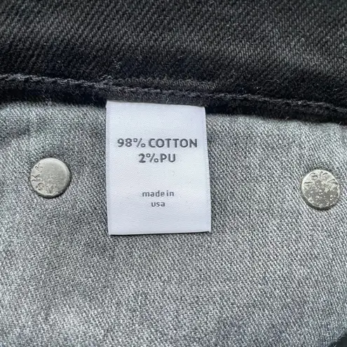 ASKK NY Crop Slim Wide Leg Jeans Raw Hem Black Resin Size 28 NEW