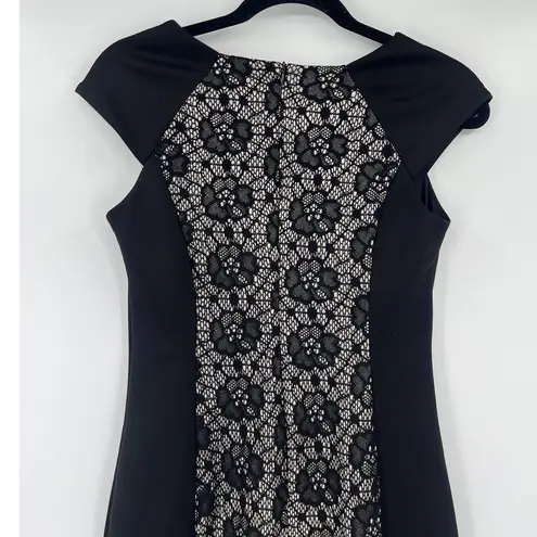 Enfocus Studio Lace Sheath Dress Sz 6 Gothic Nude Illusion Party Cutout Witchy