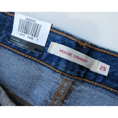 Levi's NWT  Wedgie Straight in Market Moments Destroyed Rigid Crop Jeans 25