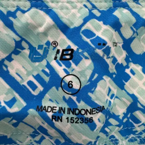 IBKUL Ankle Pants Womens Size 6 Blue Aqua Print Stretch Golf Resort Activewear