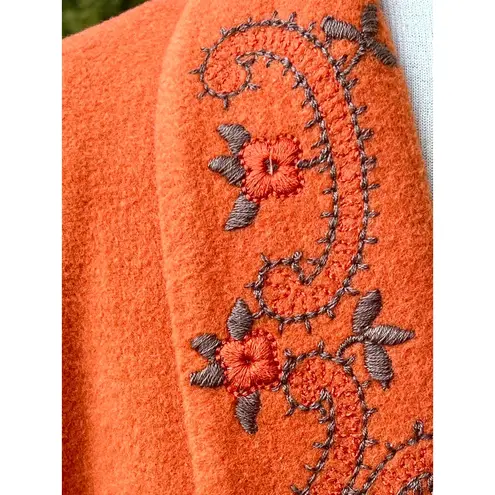 Leslie Fay Vintage Wool Blend Fall Blazer Made in USA ILGWU Embroidered 16 L