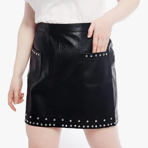 New! S P Y M Faux Leather High Waisted Bodycon Mini Zip Up Skirt Black Size 3X