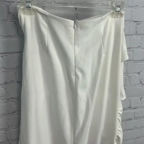 Odi et Amo Iconic Collection off white asymmetric ruffle tier midi skirt XS chic