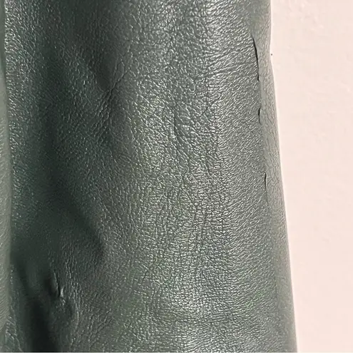 Harmony & Havoc Women’s Juniors Faux Leather Jacket Hooded Zipper Size XL Green