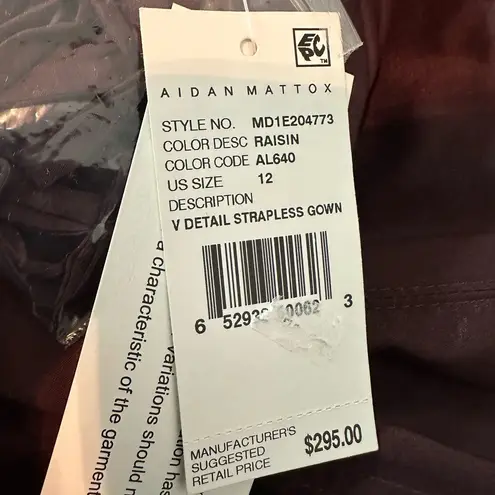 Aidan Mattox Cascading Ruffle Strapless Gown Size US 12 Raisin