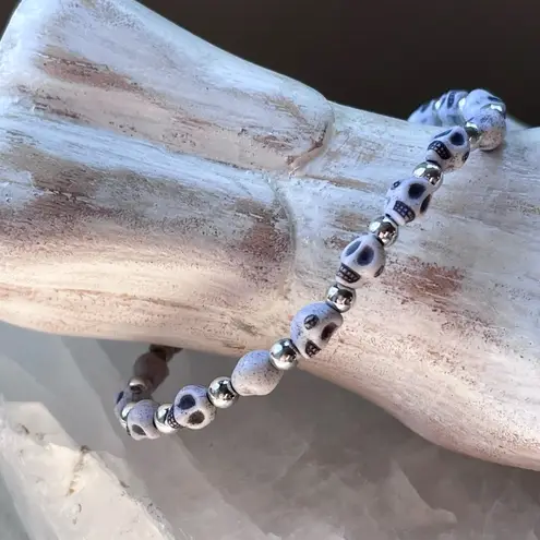 Dainty Tiny Skull Bracelet Earring Set Whimsigoth Bundle Green