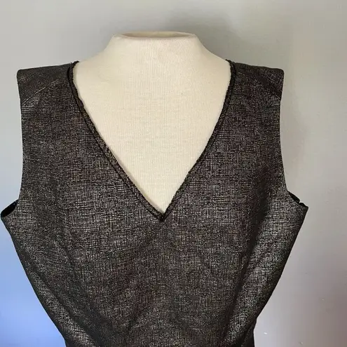 Tahari NWT Blouse XL Peplum Top Metalic Black Gold Holiday Party Date Wedding