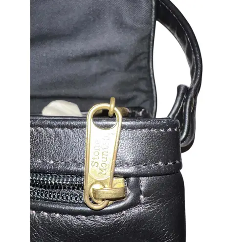 Stone Mountain Black Leather Shoulder Bag With Gold Plated Hardware