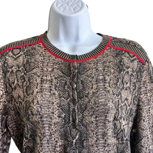 Anthropologie AldoMartins 12 Cardigan Sweater Wool Blend Snakeskin print Brown
