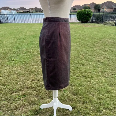 See By Chloe Metallic Dark Red Stripe Pencil Skirt