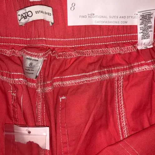 Cato crop mid rise cranberry pants size 8 womens