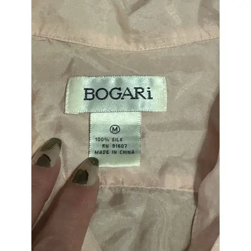 Bogari Women’s Pink Button Down Silk Blouse Vintage Sz M Vintage Luxury Formal Pink Size M