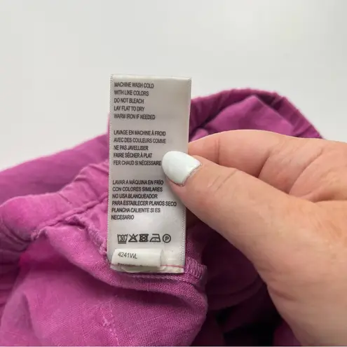 Nation Ltd 100% Linen Pink Pants Women Size Small Coastal Pull-on Pockets *FLAW