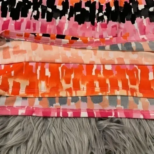 Chelsea & Theodore stretch draped neck top bright print L