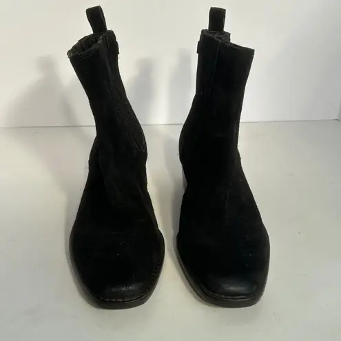 Sam Edelman  Black Suede Chelsea Block Heel Ankle Boots Women's Size 6