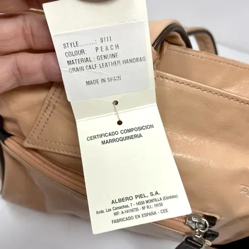 PETUSCO made in Spain peach leather baguette bag, NWT