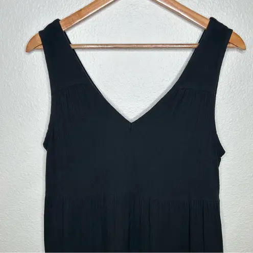 Quince 100% Organic Cotton Gauze Tiered Maxi Dress Black Small