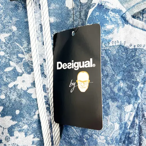 Desigual NWT Satin Denim Patchwork Blazer 38 (Small) Blue