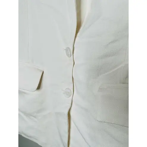 Endless Rose White Linen Blend Front Button Oversized Vest Blazer Size XS