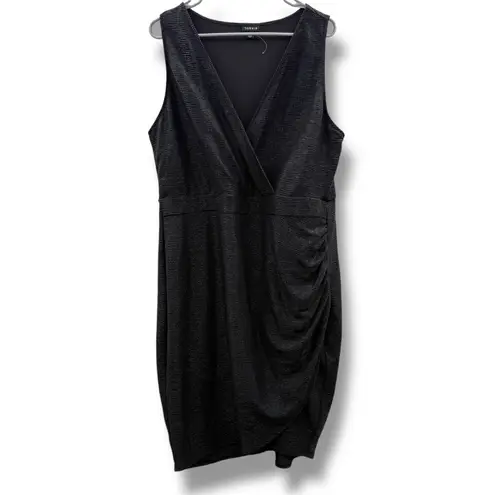 Torrid Black Metallic Mini Foil Surplice Sleeveless Tulip Dress Sz 2X Plus