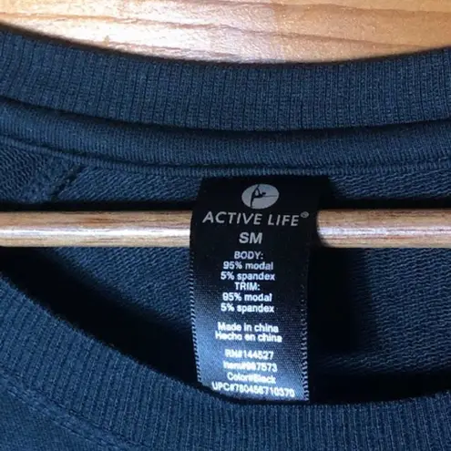 Active Life  black sweater dress with crew neck and long sleeves
