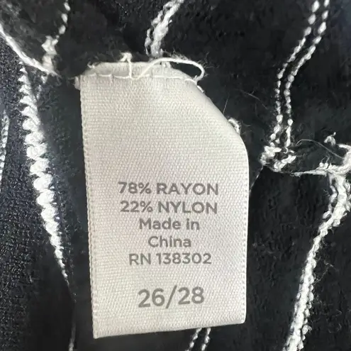 Avenue Striped Neutral Womens Short Sleeve Sweater Size 26/28 Stretch Gray Black