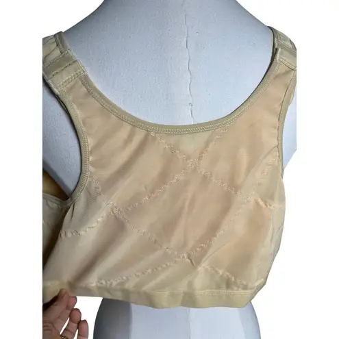 Beige Front Closure Bra 4XL | Wireless Comfort Support | Nylon Spandex Tan Size undefined