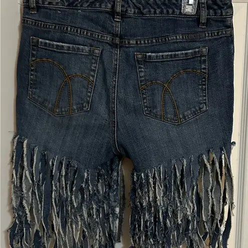 Liz Claiborne Fringe blue jean shorts sz 10