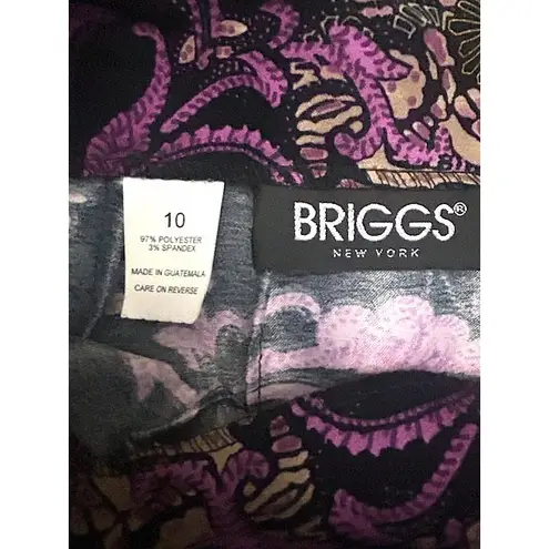Briggs New York Paisley Print Midi Skirt 10 Black Purple Dark Romantic Feminine