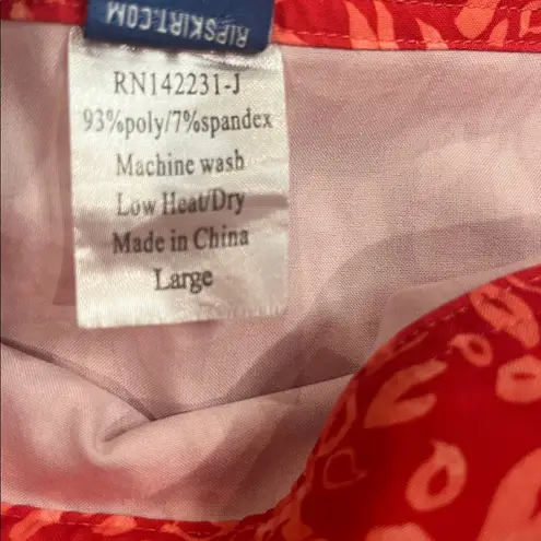 Ripskirt Hawaii length 3 wrap coverup skirt in Dahlia Teaberry print L Red Size L