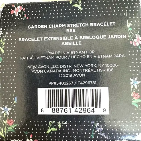 Avon white garden charm bee stretch bracelet