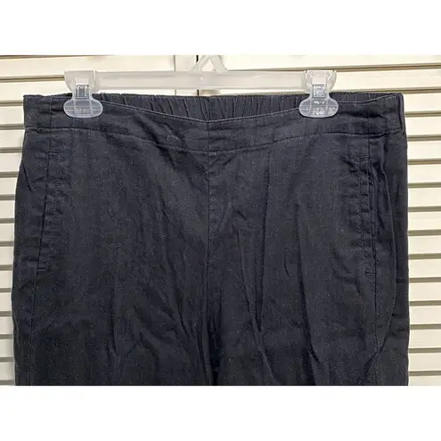 J.Jill  Women Pants Black Linen Stretch Size 12 Petite Cropped Mid Rise