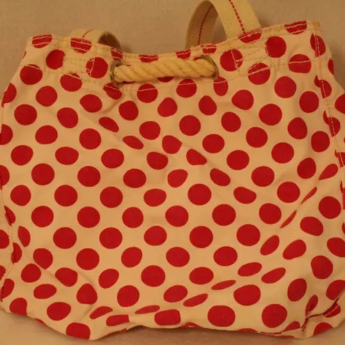 American Eagle Aerie Red White Polka Dot Beach Tote Bag