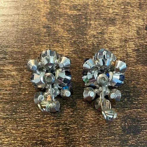 Vintage Blue  AB Cluster Vogue Clip On Earrings