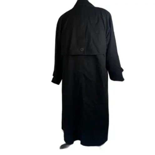 London Fog Black Union Made Wool Lined Classic Long Trench Coat Size 8 Regular - Image 3