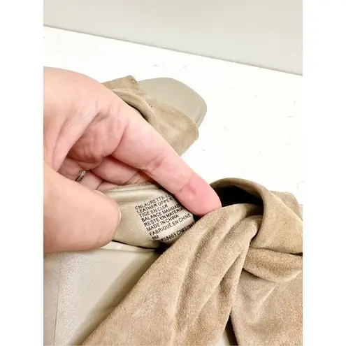 Caslon Sandals Womens Size 9 Taupe Leather Open Toe Crisscross Straps Block Heel