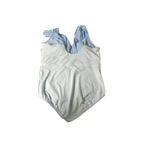 Time and Tru Plus 3X Blue Striped One Piece Swimsuit Ruffle V Neck 24W 26W