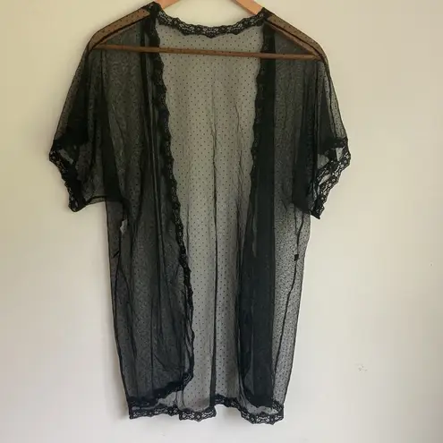 Flair|Vintage Sotted Lace Robe sz Medium Black