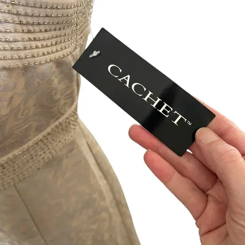 Vintage Y2K Cachet Women's Full Length Formal Champagne Brocade Beaded sz 6 NWT