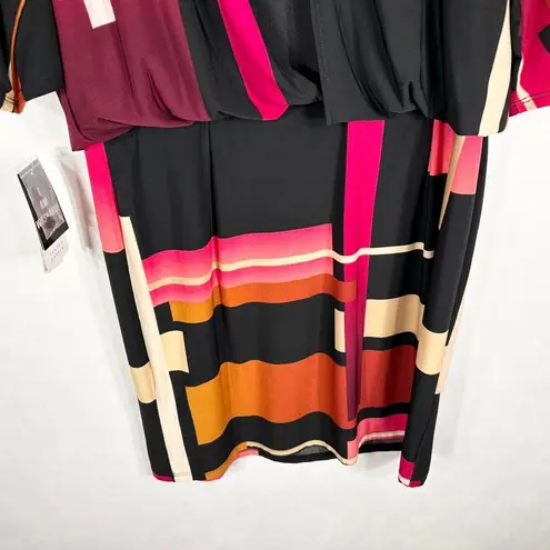 Sandra Darren Size 8 Dress Color Block Orange Pink Black Drape Sheath NWT 726 - Image 5
