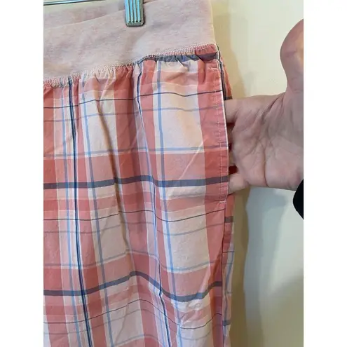 L.L. Bean Checkered Drawstring Straight Leg Ankle Pants Cotton Pink Women's XL White