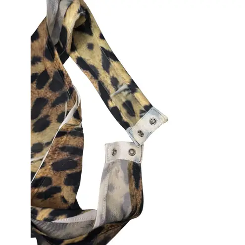 Wet Seal  Sheer Brown And Black Cheetah Print Tank Style Body Suit With Buttons