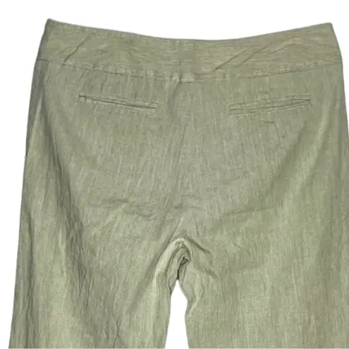 Liz Claiborne Axcess  Women’s Linen Blend Pants Beige Wide Leg Flat Front