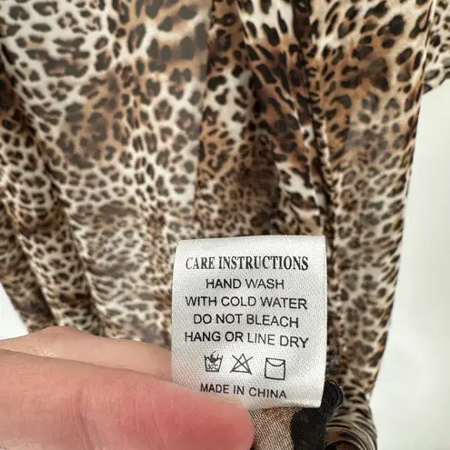 NWT Grace & Emma Brown Leopard Long Sleeve Open Front Kimono Top Size S/M