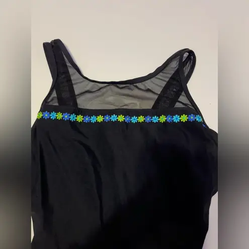 💙Floral Embroidered Swimsuit Black Size 22W